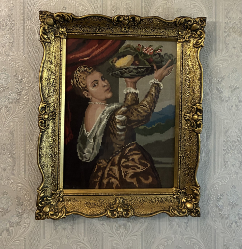 Elegant Lady with a Fruit Platter